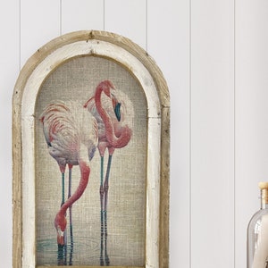 Flamingos Wall Art | 14&quot; x 22&quot; | Bathroom Decor | Coastal Wall Decor I Beach Cottage Decor