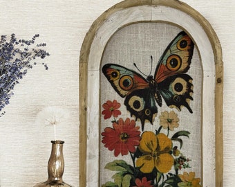Butterflies and Flowers Wall Decor | 14" x 22" | Insect Framed Art Print | Bohemian Wall Hanging | Eclectic Decor | Whimsical | Cottagecore