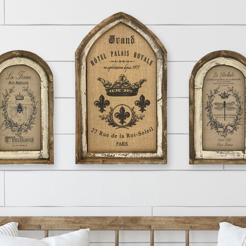 French Farmhouse Wall Art Arch Window Frame Linen Wall Etsy