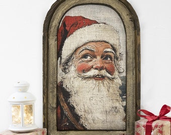 Santa Wall Decor | Christmas Wall Art | Winter Decor | Farmhouse Christmas Decor | Santa Portrait | Rustic