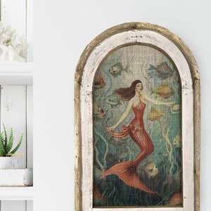 Mermaid Wall Decor | 14" x 22" | Bathroom Decor | Coastal Wall Decor I Eclectic Home Decor I Beach Sign