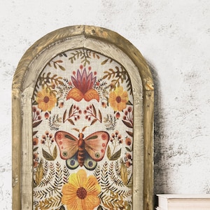Florals and Butterfly Wall Decor | 14" x 22" | Insect Framed Art Print | Bohemian Wall Hanging | Eclectic Decor | Whimsical