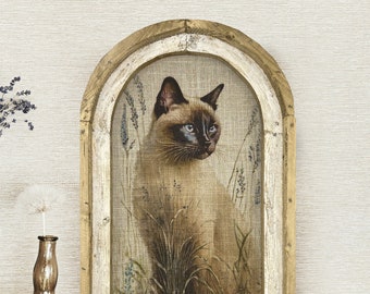 Siamese Cat Framed Art Print | Watercolor Siamese Cat Gift | Handmade Framed Cat Art | Gift for Siamese Cat Lover |