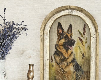 German Shepherd Framed Art Print | Watercolor German Shepherd Gift | Handmade Framed Dog Art | Gift for German Shepherd Lover |