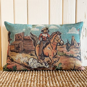 Southwestern Throw Pillow | Western Decor | Wild West Lumbar Pillow | Cowboy Pillow | 18&quot; W x 12&quot; H |