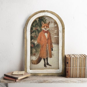 Christmas Fox Wall Decor | 14" x 22" | Christmas Wall Art | Winter Woodland Wall Hanging | Farmhouse Xmas Decor |