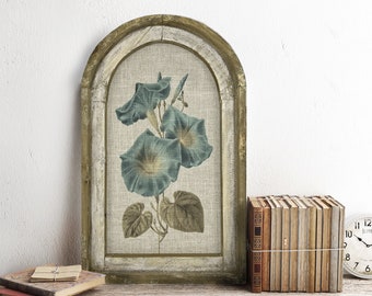 Floral Wall Decor | 14" x 22" | Blue & Brown Framed Art Print | Farmhouse Wall Hanging | Eclectic Decor | Botanical