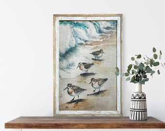 Sandpiper Wall Art | 24" x 36" | Coastal Living Room Decor | Coastal Wall Decor | Seagull Art