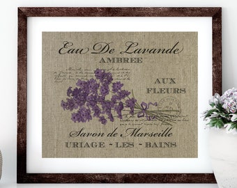 Lavender Linen Print for Framing, French Wall Art