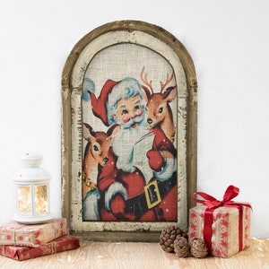 Christmas Santa Wall Decor | 14&quot; x 22&quot; | Christmas Wall Art | Winter Wall Hanging | Farmhouse Xmas Decor |