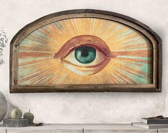 Eye Wall Art | 36" x 20" | Eclectic Arched Wall Decor | Surreal Wall Art | Cottagecore