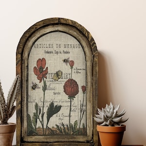 Spring Wall Decor | Farmhouse Decor | Arch Window Frame | Linen Wall Hanging | Botanicals