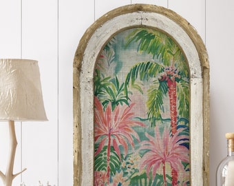 Tropical Wall Decor | Coastal Wall Decor | Bathroom Wall Decor | Bright Florals | Watercolor Framed Artwork | Preppy Pink Decor