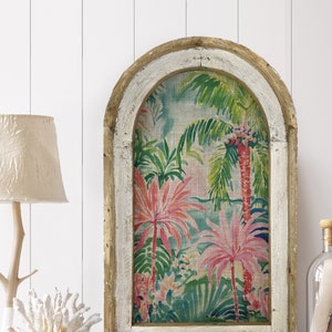 Tropical Wall Decor | Coastal Wall Decor | Bathroom Wall Decor | Bright Florals | Watercolor Framed Artwork | Preppy Pink Decor