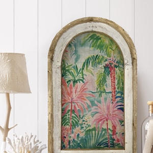 Tropical Wall Decor | Coastal Wall Decor | Bathroom Wall Decor | Bright Florals | Watercolor Framed Artwork | Preppy Pink Decor