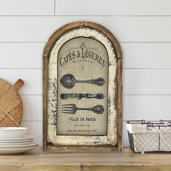 Kitchen Wall Art | 14" x 22" | Arch Window Frame | Linen Wall Hanging |  Farmhouse Kitchen Decor |