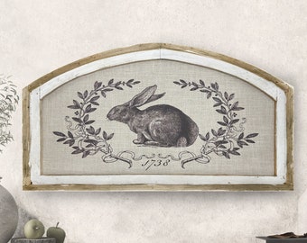 French Rabbit Wall Art | 20" x 36" | Modern Farmhouse Wall Decor | Farmhouse Bunny Wall Art | Spring Living Room