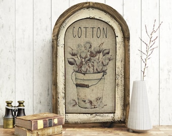 Cotton Wall Art | 14" x 22" | Arch Window Frame | Linen Wall Hanging | Modern Farmhouse Decor |