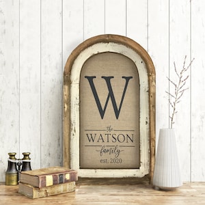 Monogram Wall Art | Arch Window Frame | Personalized Gift | Custom Farmhouse Decor |