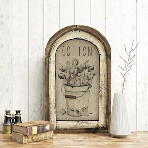 Cotton Wall Art | 14&quot; x 22&quot; | Arch Window Frame | Linen Wall Hanging | Modern Farmhouse Decor |