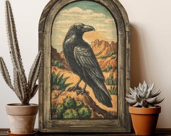 Crow Wall Art | Witchy Halloween Decor | Raven Wall Art | Gothic Wall Decor | Eclectic Framed Art | 14" x 22"