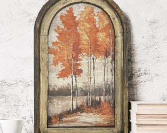 Autumn Landscape Wall Art | Fall Decor | Farmhouse Wall Art | Muted Wall Decor | Eclectic Framed Art |