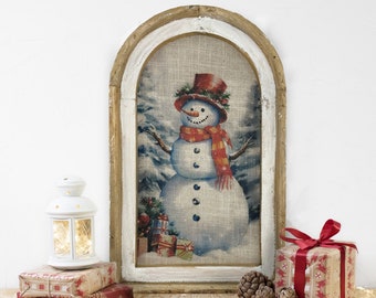 Snowman Wall Decor | 14" x 22" | Farmhouse Christmas Wall Art | Winter Wall Hanging | Farmhouse Xmas Decor |
