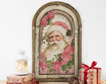 Santa Wall Sign | 14" x 22" | Noel Wall Decor | Christmas Tree Wall Hanging | Farmhouse Xmas Decor |