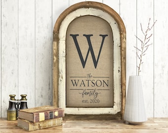 Monogram Wall Art | Arch Window Frame | Personalized Gift | Custom Farmhouse Decor |