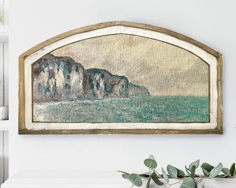 Coastal Landscape Wall Art | 36" x 20" | Wooden Arched Wall Decor | Nature Art | Living Room Decor
