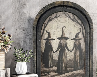 Coven Wall Art | Witches Halloween Decor | Witchcraft Wall Art | Gothic Wall Decor | Eclectic Framed Art | 14" x 22"
