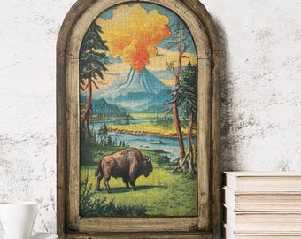 Yellowstone Framed Art | Rustic American Bison Wall Decor