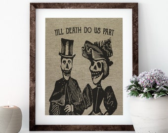 Till Death Do Us Part Linen Print for Framing, Wedding Wall Art