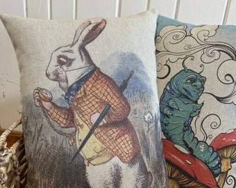 White Rabbit Throw Pillow | Eclectic Decor | Lumbar Pillow | Bohemian | Linen & Cotton Blend | 12" W x 18" H |