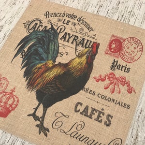 Chicken Burlap Panel, Grainsack Printed Fabric