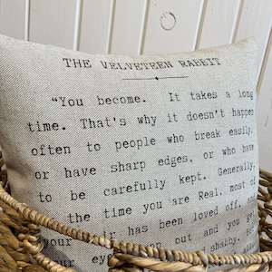 Velveteen Rabbit Pillow | Farmhouse Decor | Cottage Cushion | Linen & Cotton Blend |