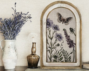 Floral Wall Decor | 14" x 22" | Butterfly Framed Art Print | Bohemian Wall Hanging | Eclectic Decor | Whimsical Butterflies & Moths