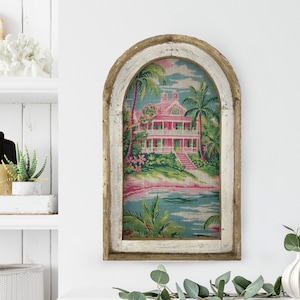 Beach House Wall Decor | Coastal Wall Decor | Bathroom Wall Decor | Bright Florals | Watercolor Framed Artwork | Preppy Pink Decor
