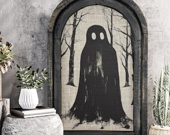 Halloween Ghost Wall Decor | Spooky Ghost Decor | Halloween Wall Art | Gothic Wall Decor | Eclectic Framed Art | 14" x 22"