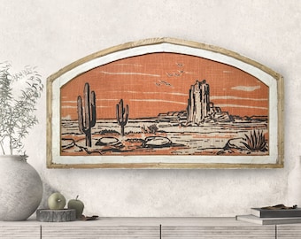 Southwestern Wall  Decor | 36&quot; x 20&quot; | Western Wall Art | Cactus Decor | Southwestern Art | Retro Wild West