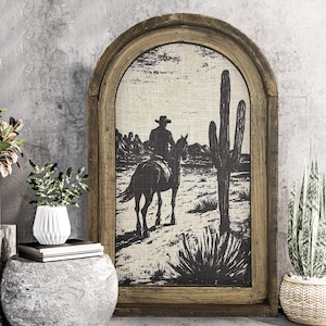 Framed Cowboy Wall Decor | 14&quot; x 22&quot; | American Southwestern Decor | Western Wall Hanging | Travel Poster Decor | Equestrian Decor