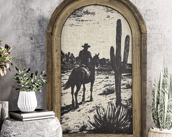 Framed Cowboy Wall Decor | 14" x 22" | American Southwestern Decor | Western Wall Hanging | Travel Poster Decor | Equestrian Decor