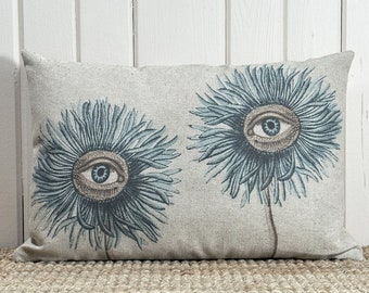 Surreal Eye Throw Pillow | Eclectic Decor | Floral Lumbar Pillow | Bohemian | 18" W x 12" H |