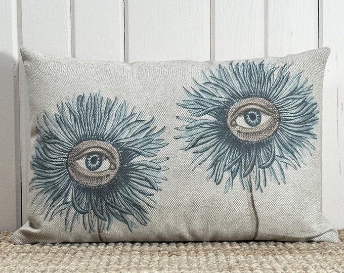 Surreal Eye Throw Pillow | Eclectic Decor | Floral Lumbar Pillow | Bohemian | 18" W x 12" H |