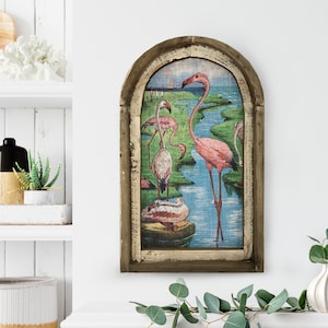 Flamingo Wall Art | 14" x 22" | Bathroom Decor | Coastal Wall Decor I Florida Home Decor