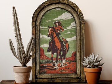 Western Cowboy Wall Decor | 14" x 22" | Equestrian Wall Art | Cowboy Decor | Southwestern Art | Wild West | Retro