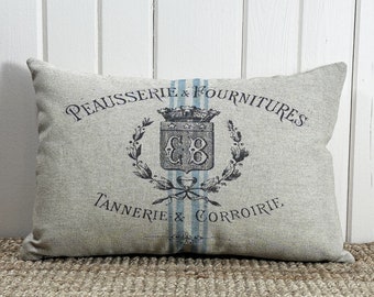 Grain Sack Throw Pillow | Farmhouse Decor | Country Lumbar Pillow | Grainsack Pillow | 18" W x 12" H |