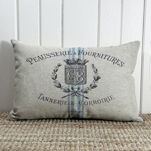 Grain Sack Throw Pillow | Farmhouse Decor | Country Lumbar Pillow | Grainsack Pillow | 18&quot; W x 12&quot; H |