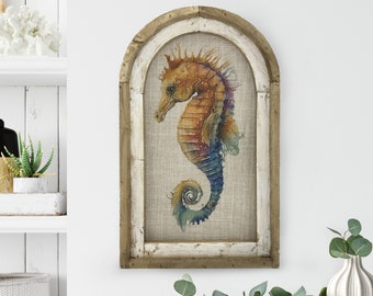 Seahorse Wall Decor | 14" x 22" | Coastal Bathroom Decor | Nautical Wall Decor | Coastal Art | Beach House