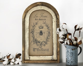Bee Wall Decor | 14" x 22" | French Farmhouse Wall Art I Shabby Chic